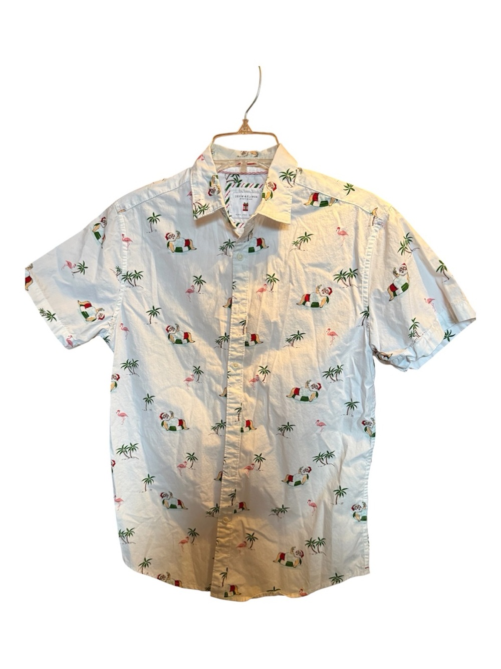 Casual White Tropical Print Short-Sleeve Shirt size Small - Picture 3 of 8